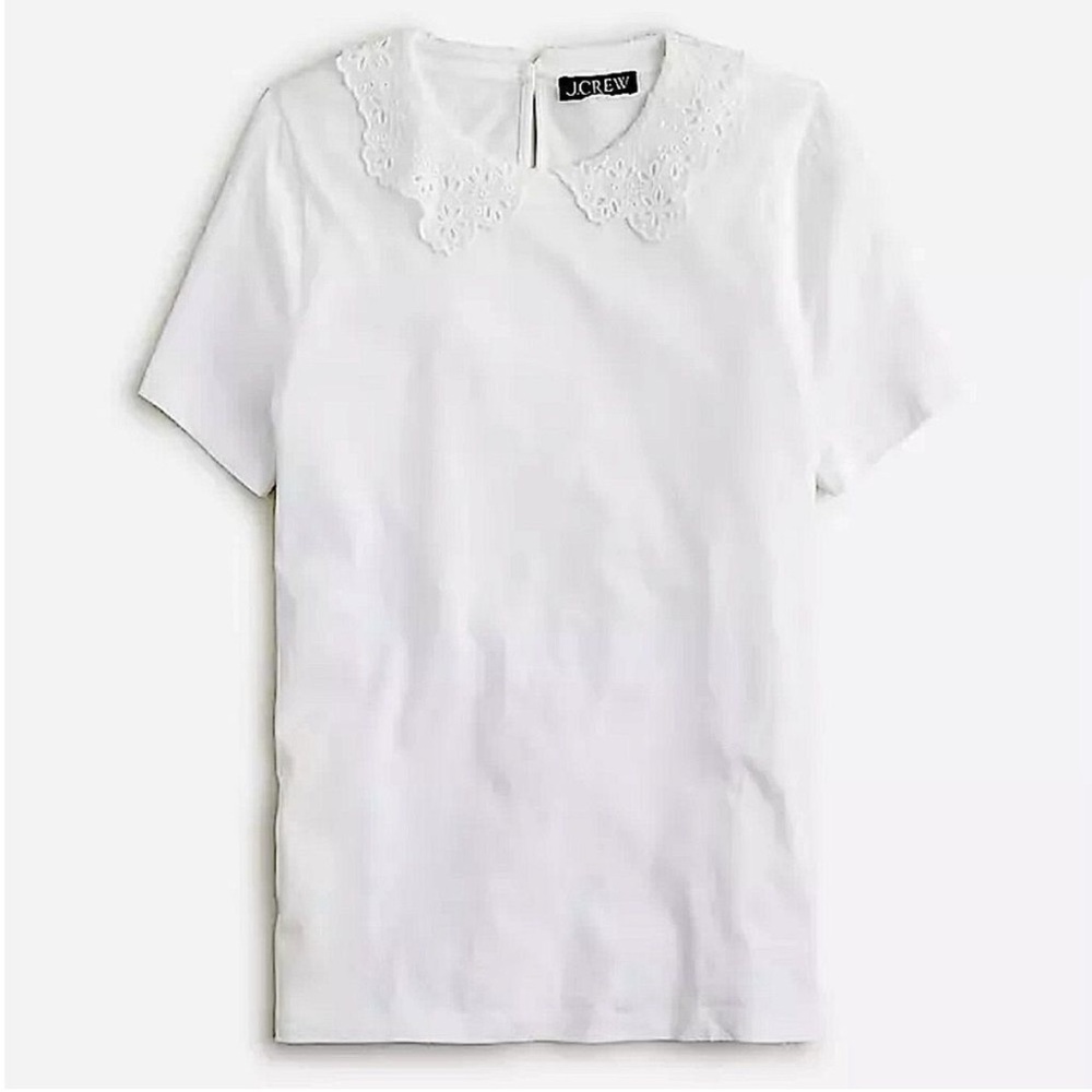 J.Crew crochet lace collar t shirt EUC